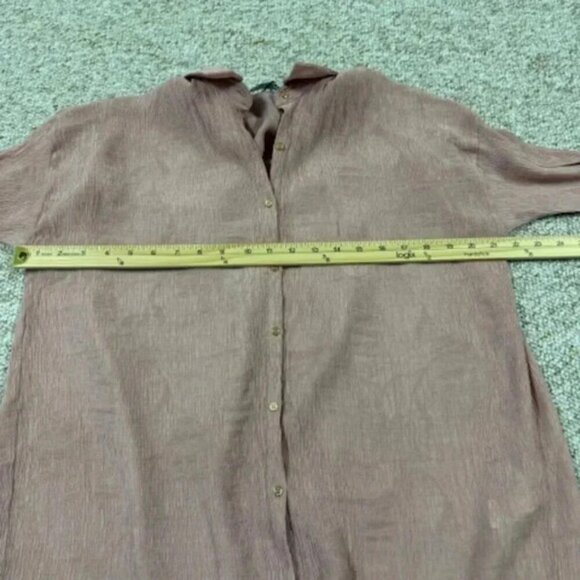 Zara Women’s Button Up Wrinkled Satin Effect Long Sleeve Shirt Size Small - Picture 6 of 9